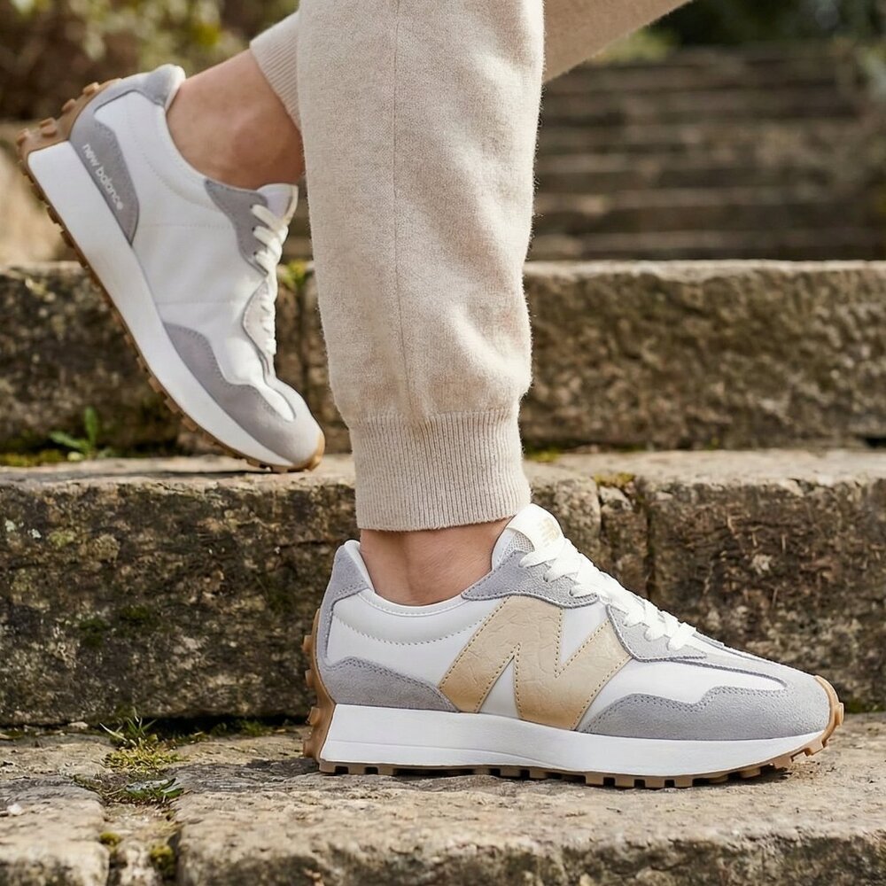 New Balance 327 *2026*  Women's Sneakers Shoes Casual White Grey GOLD size 7.5